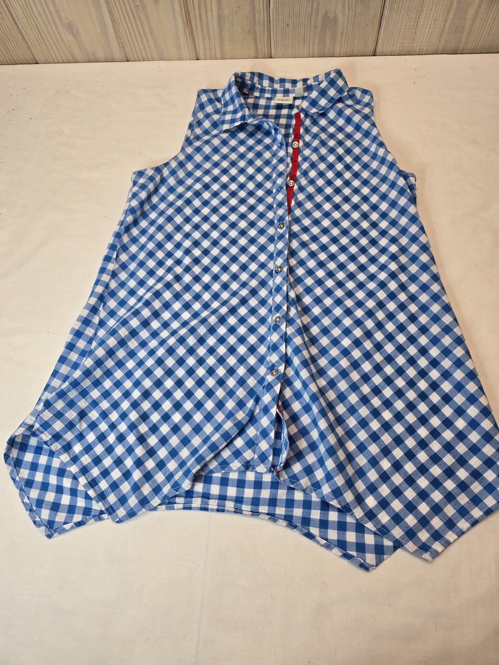 Rafaella Blue and White Gingham Button-Up Shirt